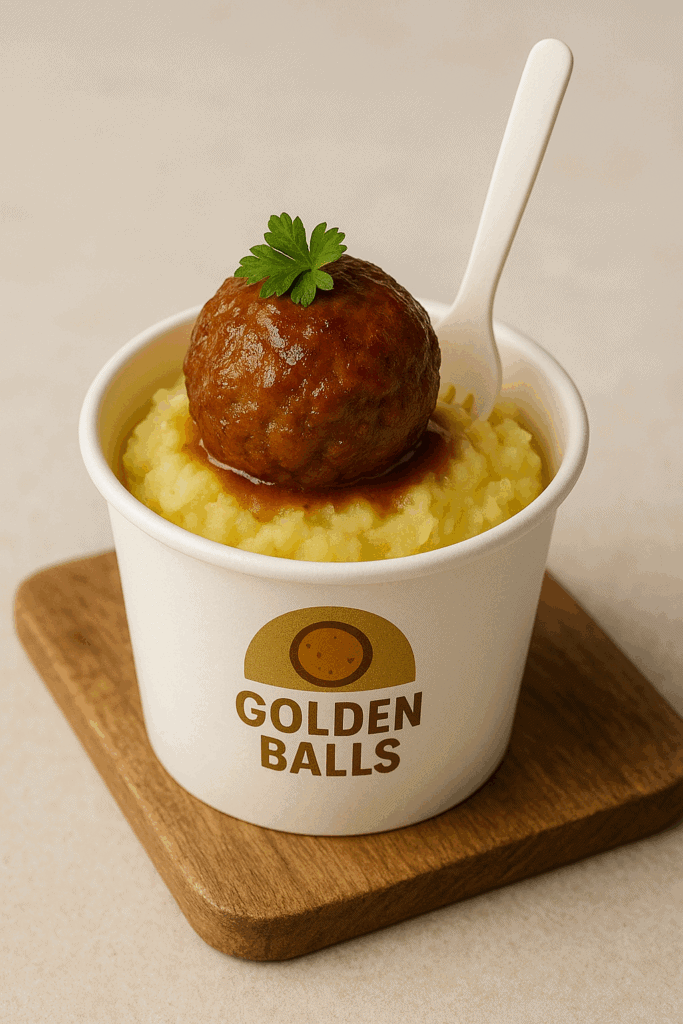 Gouden gehaktbal met puree - Event Toppers